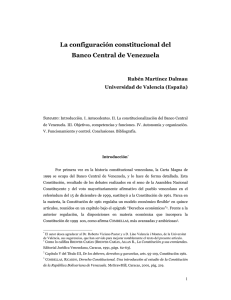 La configuración constitucional del Banco Central de Venezuela