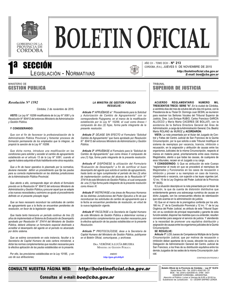 1º Sección - Boletín Oficial