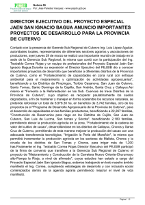 Noticia del wwww.pejsib.gob.pe - Proyecto Especial Jaén San