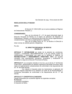 Resolución General 996/2001 - Dirección Provincial de Rentas