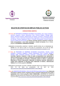 BOLETIN DE OFERTAS DE EMPLEO PÚBLICO ACTIVAS