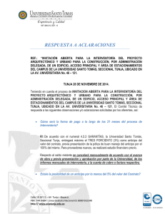 respuesta a aclaraciones - Universidad Santo Tomás, Seccional Tunja