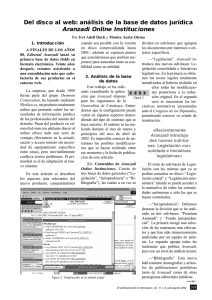 análisis de la base de datos jurídica Aranzadi Online Instituciones