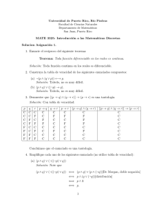 Introducción a las Matemáticas Discretas Solucion Asignación 1. 1