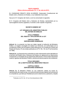 Ley Orgánica del Ministerio Público del Estado de Sinaloa