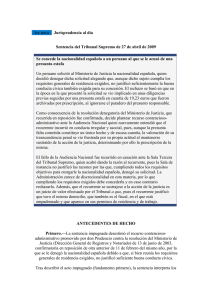 STS de 27 de abril de 2009, que concede la nacionalidad española