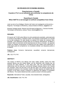 XIII REUNION DE ECONOMIA MUNDIAL Exportaciones a Canadá