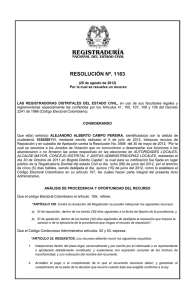 resolución nº. 1163 - Registraduría Nacional del Estado Civil