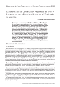 La reforma de la constitución Argentina de 1994 y los tratados sobre