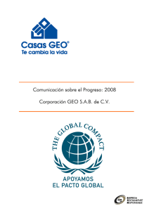 Comunicación sobre el Progreso: 2008 Corporación GEO SAB de CV