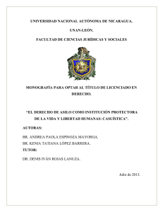 º“El derecho de asilo como institución protectora de la vida y libertad