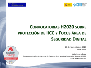 convocatorias h2020 sobre protección de iicc y focus