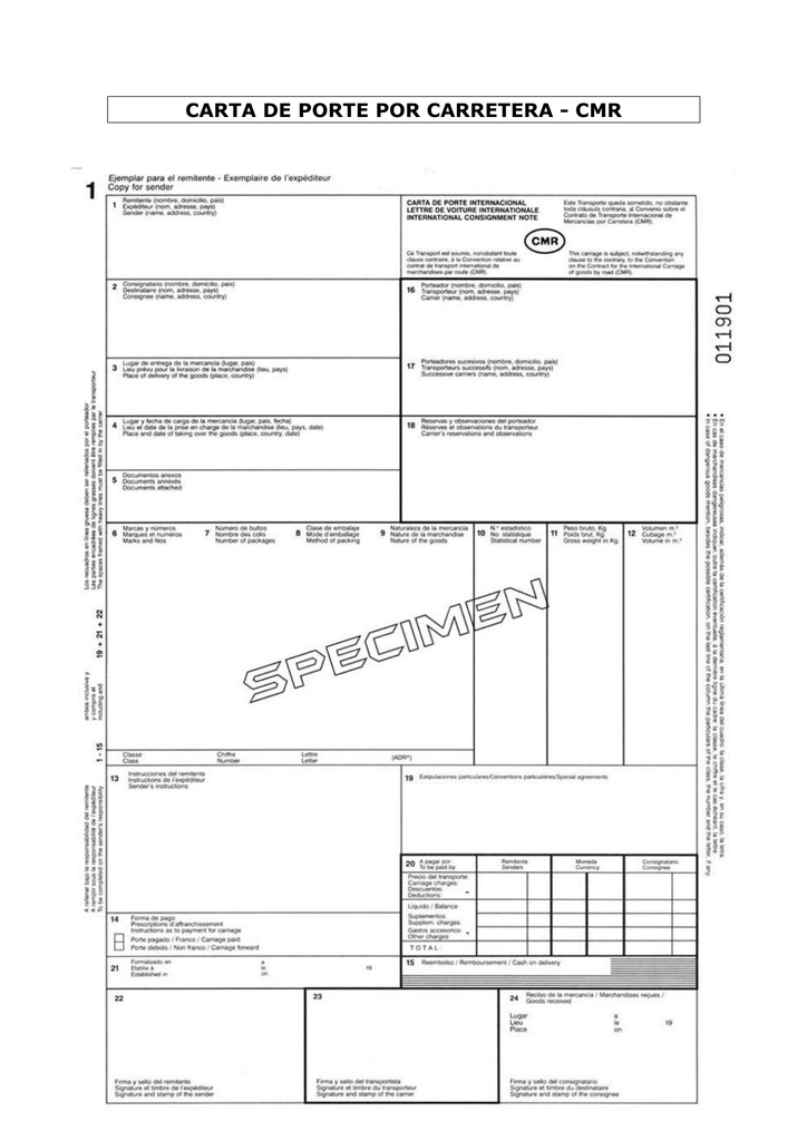 carta de porte por carretera - cmr