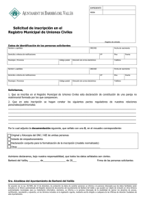 Solicitud de inscripción en el Registro Municipal de Uniones Civiles