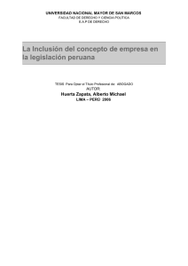 La Inclusión del concepto de empresa en la legislación peruana