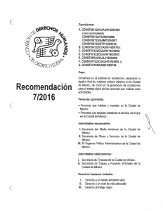 Recomendación - Comisión de Derechos Humanos del Distrito