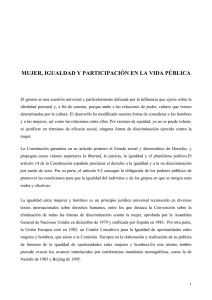 MUJER, IGUALDAD Y PARTICIPACIÓN EN LA VIDA PÚBLICA