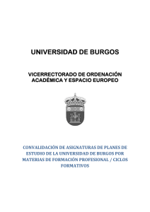 Convalidaciones de asignaturas de planes de estudio de la UBU