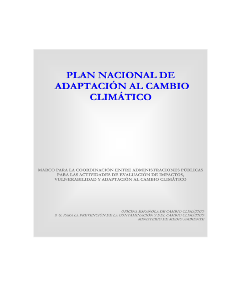 Plan Nacional De Adaptación Al Cambio Climático