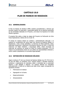 CAPÍTULO 10.0 PLAN DE MANEJO DE RESIDUOS