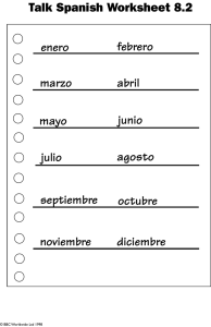 Talk Spanish Worksheet 8.2 enero febrero marzo abril mayo junio