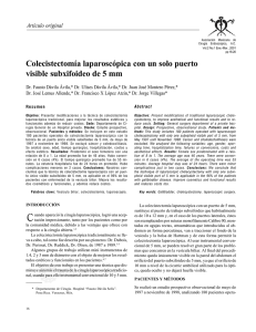 Colecistectomía laparoscópica con un solo puerto visible