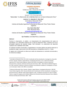 Tema Libre: “La Observación de la Habilidad Motriz en la Clase de