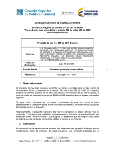 CSPC Proyecto de Ley 015 de 2015 Cámara de