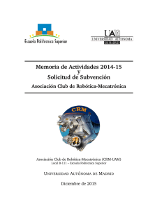 Memoria de Actividades 2014-15 y Solicitud de Subvención