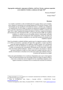 Segregación residencial y migrantes de Bolivia y del Perú. Niveles y