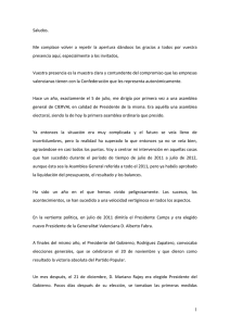 Intervención de D. José González Pérez, Presidente de Cierval, en