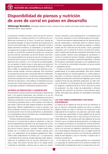 Disponibilidad de piensos y nutrición de aves de corral en países en