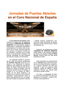 Jornadas de Puertas Abiertas en el Coro Nacional de España