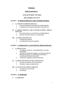 1 PROGRAMA DERECHO MERCANTIL I (PLAN DE ESTUDIOS