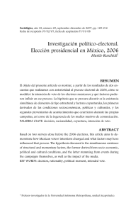Investigación político-electoral. Elección presidencial en México, 2006