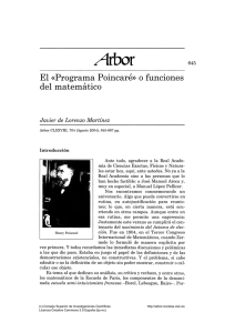 El «Programa Poincaré» o funciones del matemático - Arbor