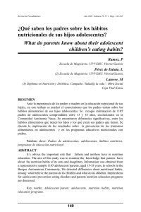 ¿ Qué saben los padres sobre los hábitos nutricionales de sus hijos