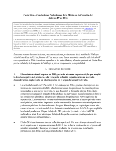 Conclusiones Preliminares de la Misión FMI 2016