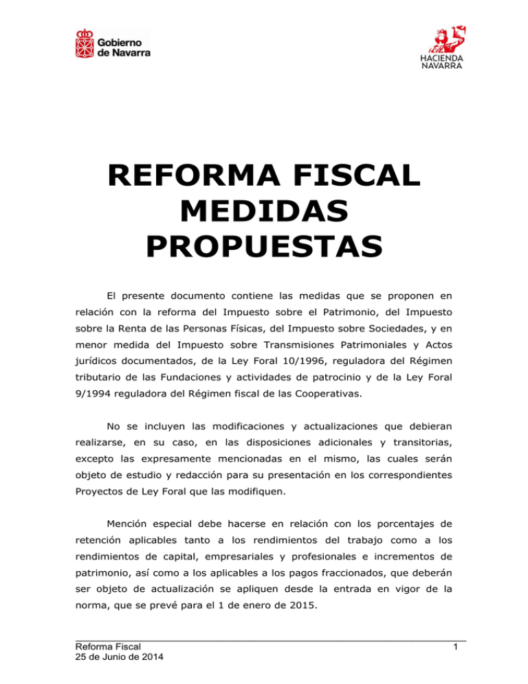 Propuesta de reforma fiscal Gobierno