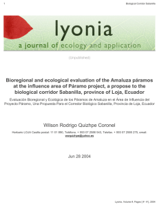 Bioregional and ecological evaluation of the Amaluza
