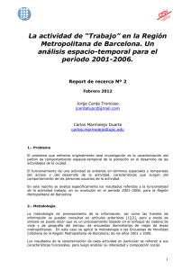 La actividad de “Trabajo” en la Región Metropolitana de Barcelona