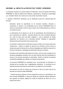 INFORME de IMPACTO de PROYECTOS “PODÉS” APRENDER 2012.