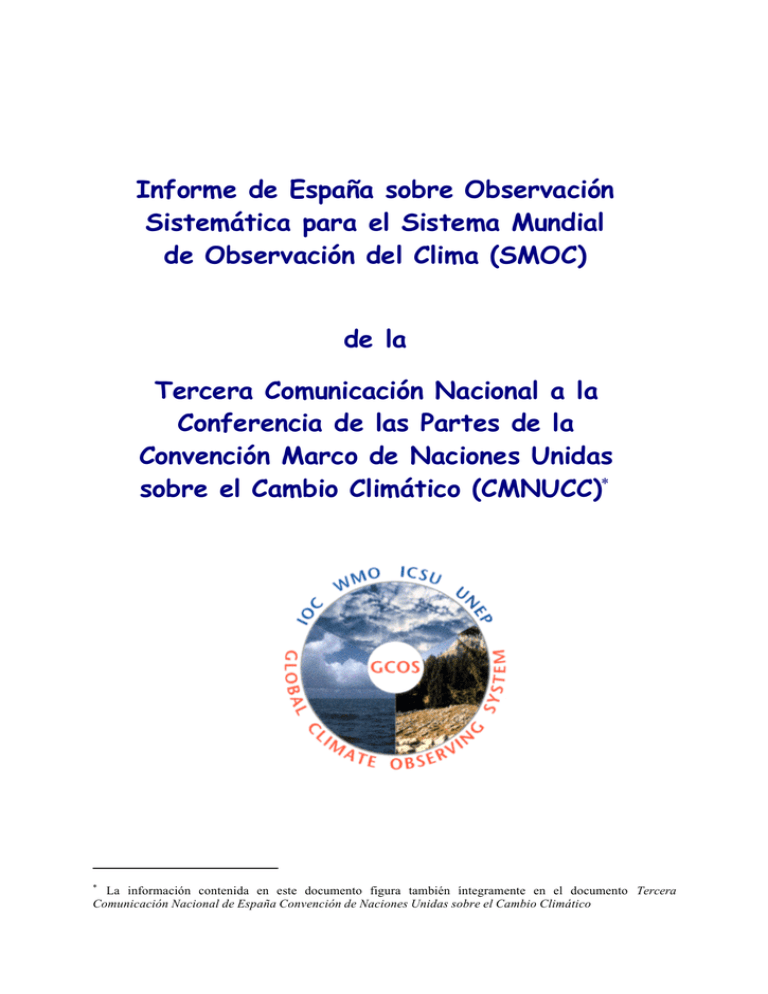 Informe De Espa A Sobre Observaci N Sistem Tica Para El