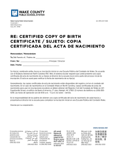 re: certified copy of birth certificate / sujeto: copia certificada del acta