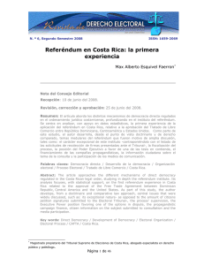 Referéndum en Costa Rica: la primera experiencia