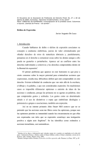 Delitos de Expresión. Javier Augusto De Luca 1. Introducción