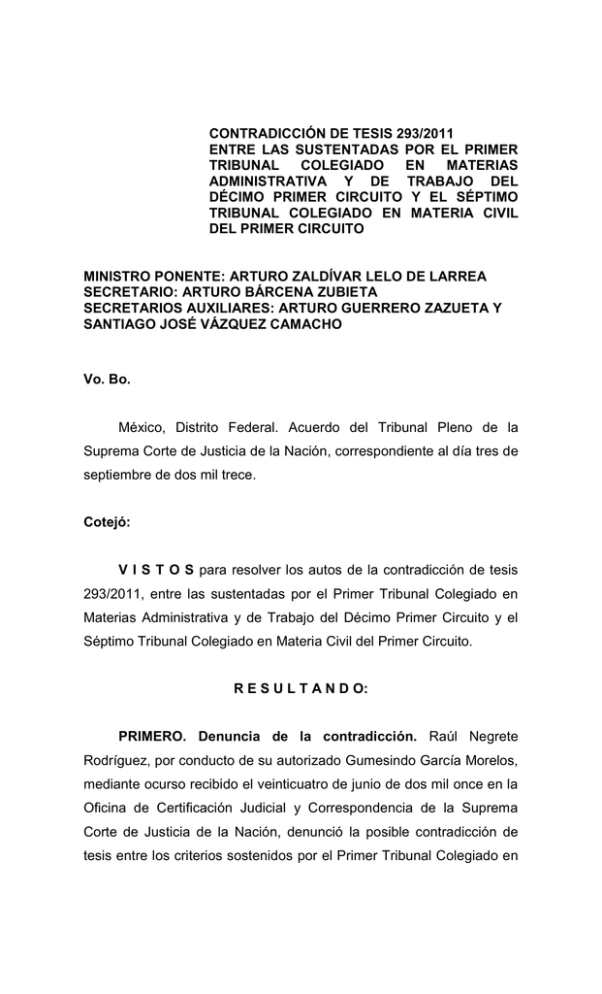 Engrose Final De La Contradicción De Tesis 293/2011