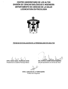 T&eacute;cnicas de Evaluaci&oacute;n de la Personalidad en Adultos - Programa