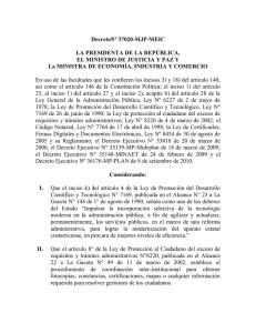 DecretoNº 37020-MJP-MEIC LA PRESIDENTA DE LA REPÚBLICA