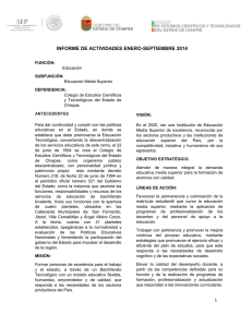 Informe funcional de actividades (enero - sept/2014)